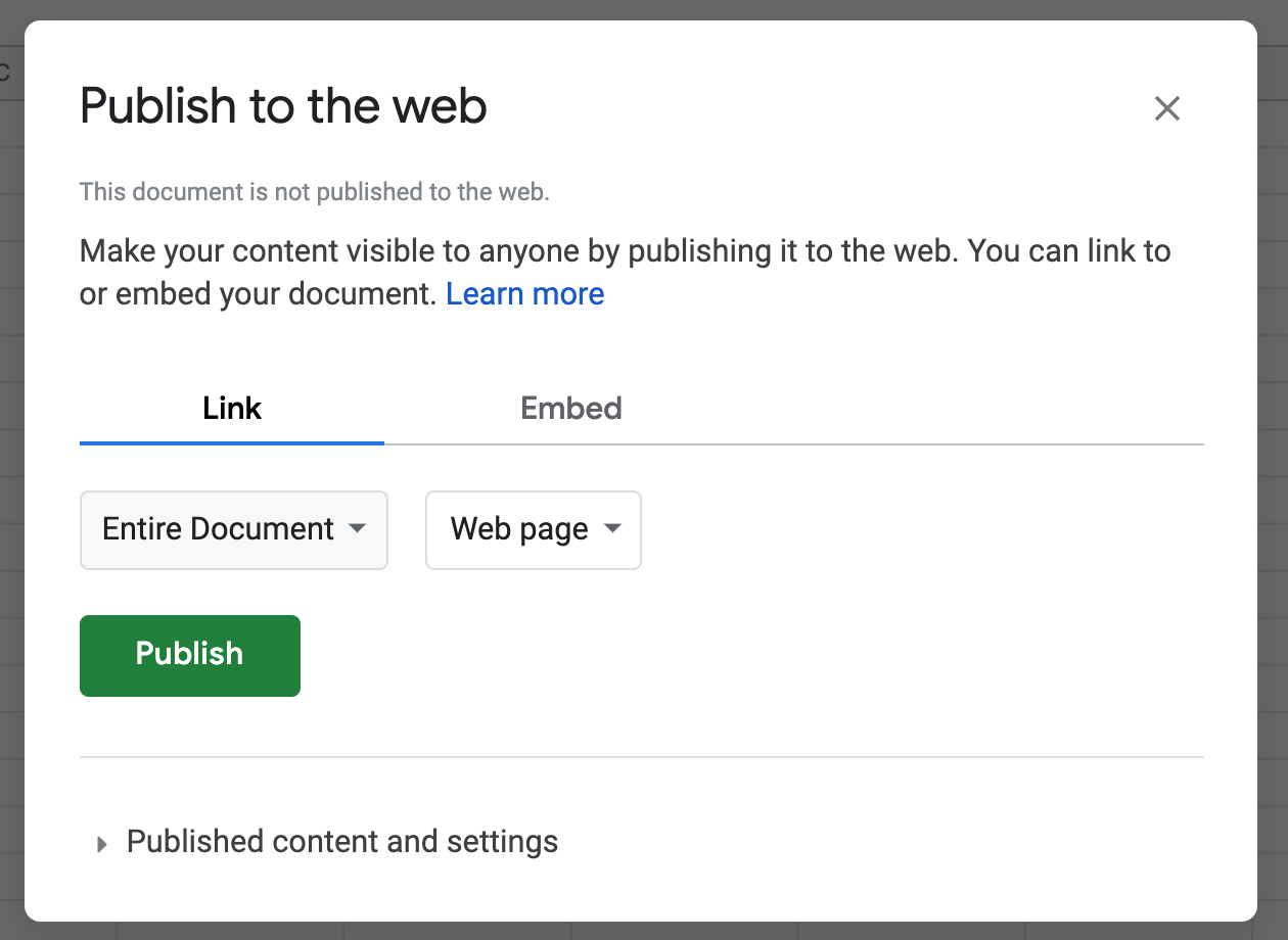 Publish to the web...